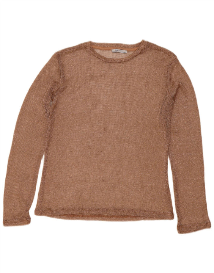 Top Zara da donna a maniche lunghe UK 16 grande oro