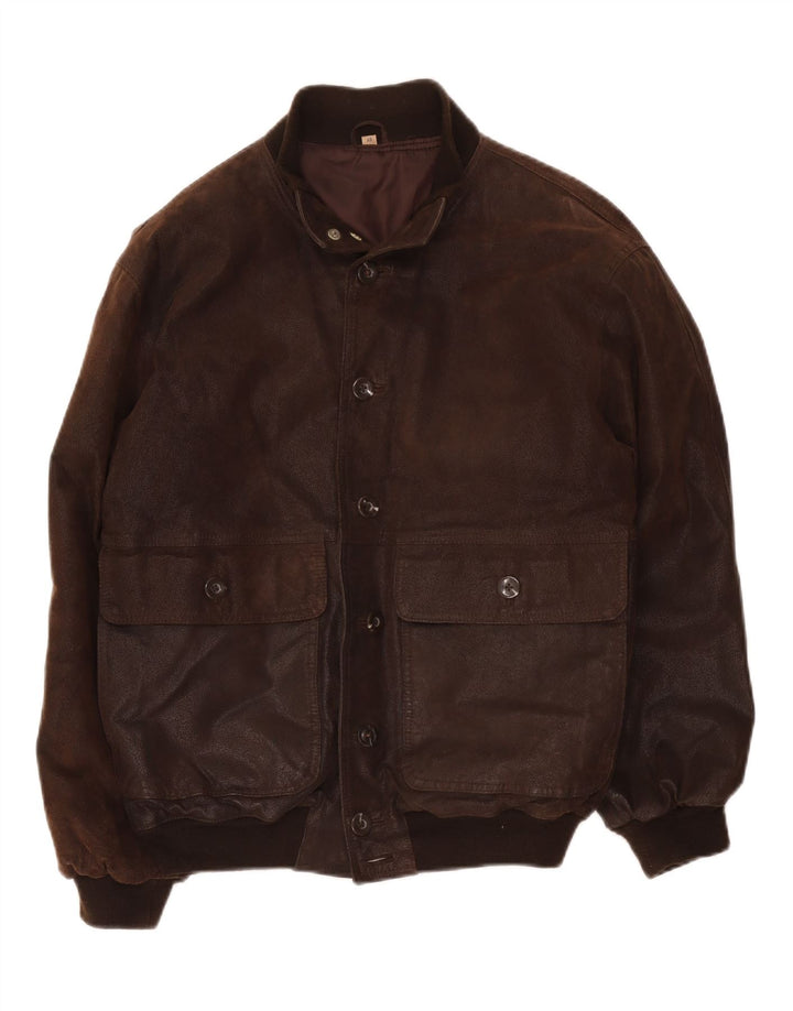 Giacca bomber in pelle da uomo vintage IT 48 Marrone medio