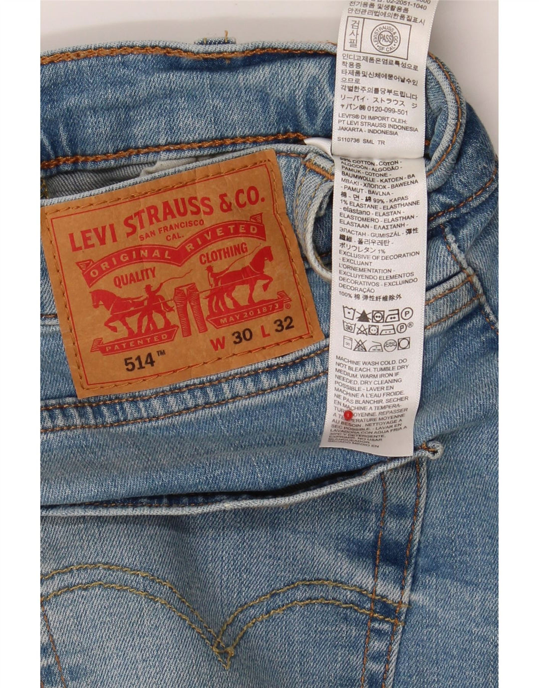 LEVI'S Mens 514 Straight Jeans W30 L32 Blue Cotton Vintage Levi's and Second-Hand Levi's from Messina Hembry 