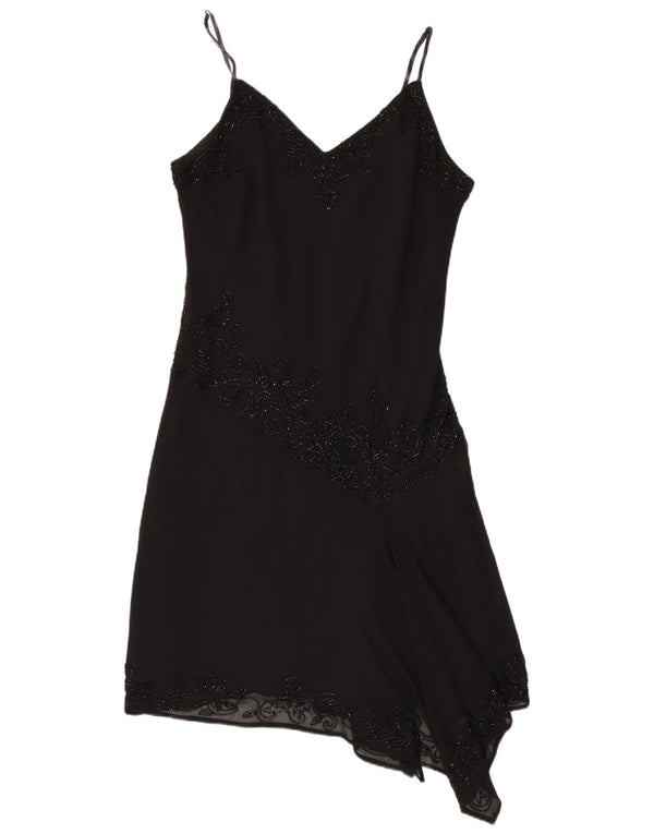 Abito sottoveste asimmetrico da donna JMD UK 12 poliestere nero medio