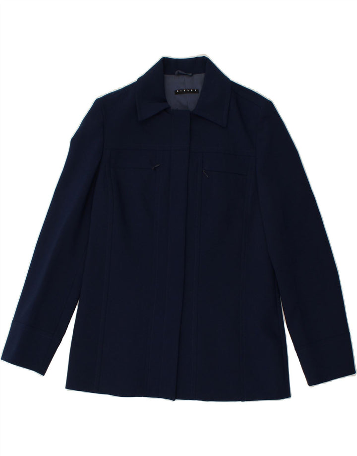SISLEY Womens Blazer Jacket IT 44 Medium Navy Blue Polyester | Vintage Sisley | Thrift | Second-Hand Sisley | Used Clothing | Messina Hembry 