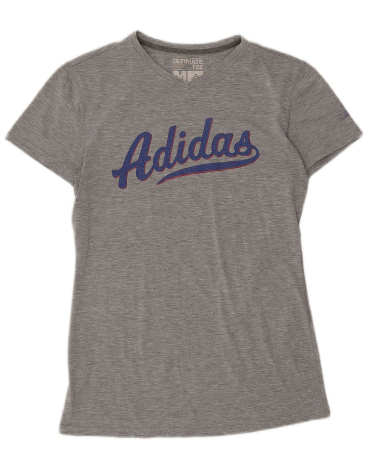 T-shirt grafica da donna Adidas Top UK 12 poliestere grigio medio