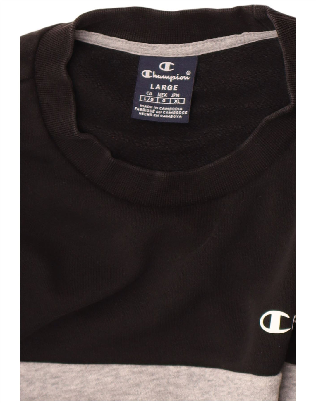 Felpa grafica da uomo Champion, maglione grande, colore nero