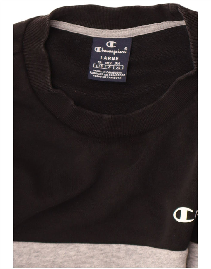 Felpa grafica da uomo Champion, maglione grande, colore nero