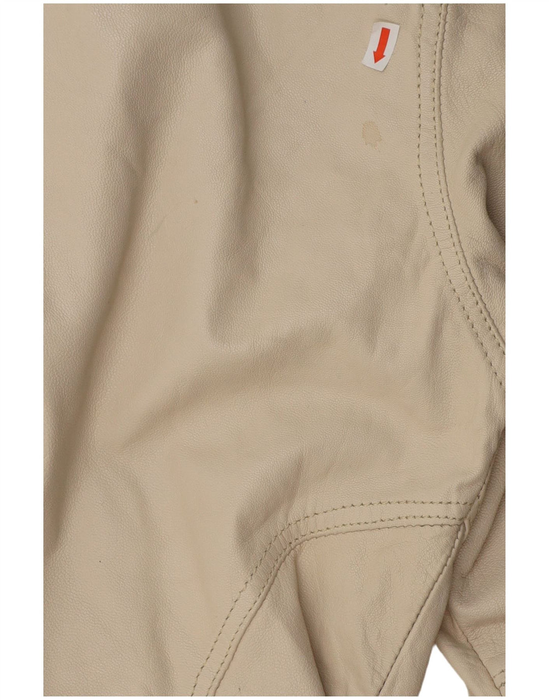 JACK & JONES Mens Leather Biker Jacket UK 40 Large Beige Leather