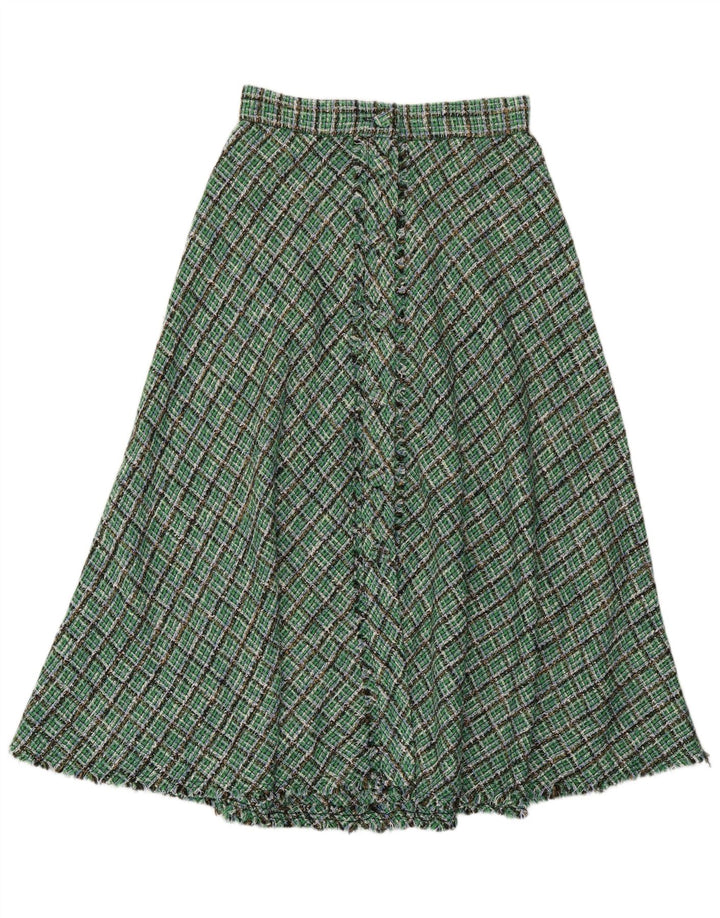 Gonna a trapezio a vita alta da donna Zara media W28 poliestere a quadri verde
