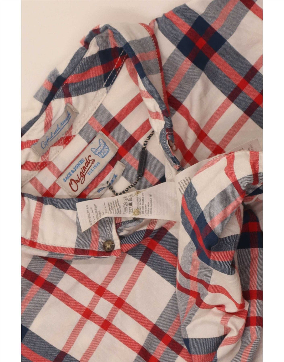 Jack & Jones Camicia a maniche corte da uomo in cotone a quadri bianchi grandi