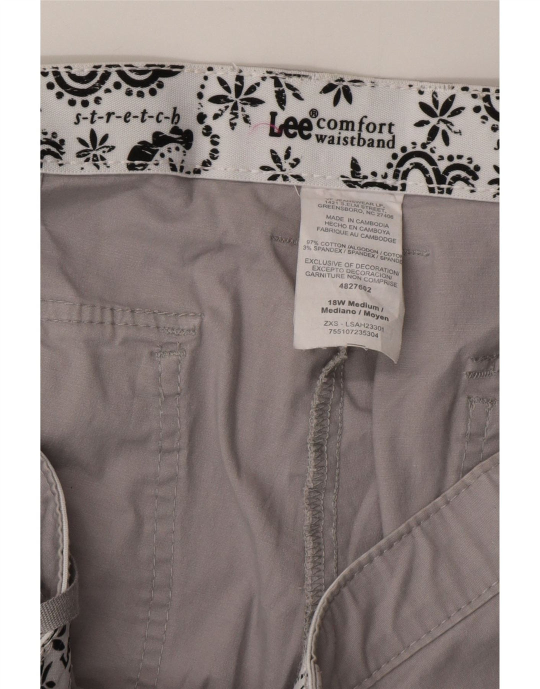 Pantaloncini casual da donna LEE US 18 2XL W38 Cotone grigio