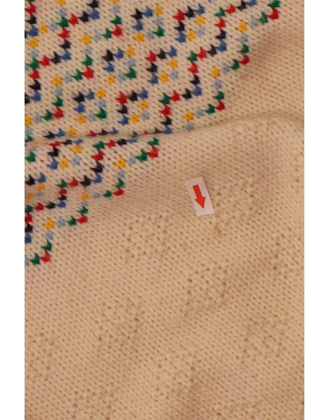 Maglione maglione girocollo da uomo vintage medio bianco sporco Fair Isle