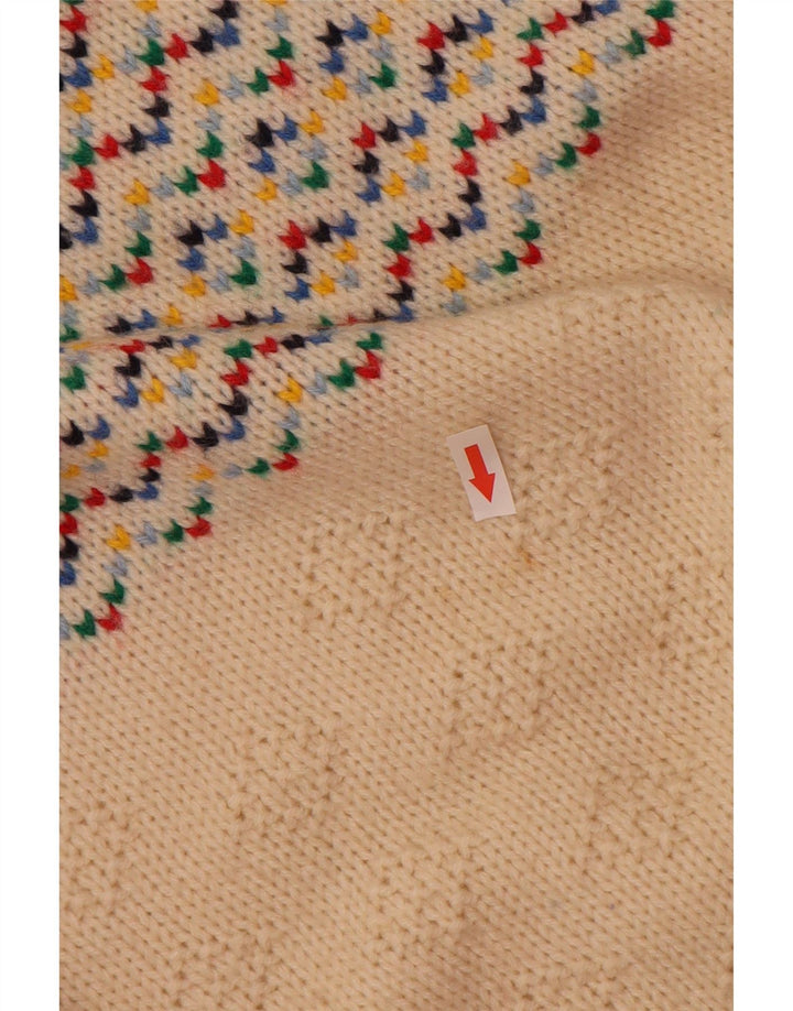 Maglione maglione girocollo da uomo vintage medio bianco sporco Fair Isle