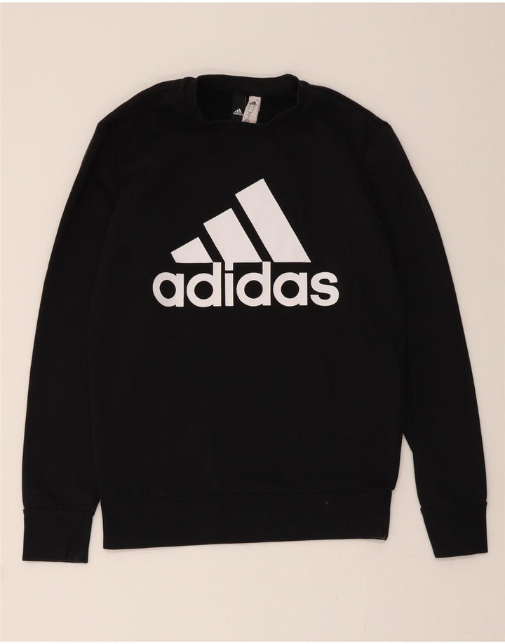 ADIDAS Mens Graphic Sweatshirt Jumper Small Black Cotton Vintage Adidas and Second-Hand Adidas from Messina Hembry 