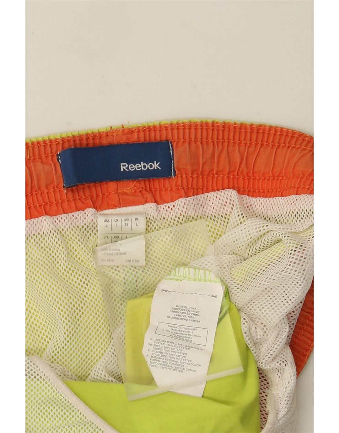 Pantaloncini da bagno da uomo Reebok grandi gialli in poliestere