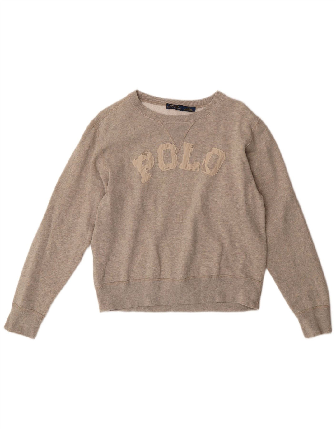 POLO RALPH LAUREN Felpa con grafica da donna Maglione UK 16 Large Grigio Cotone