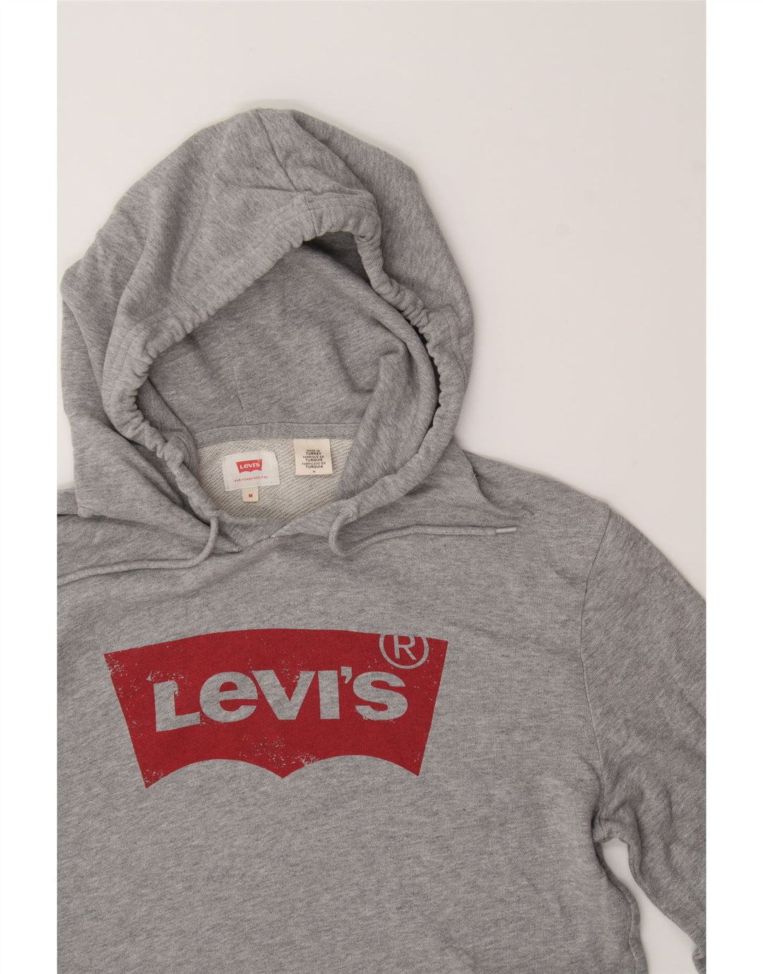 LEVI'S Mens Graphic Hoodie Jumper Medium Grey Cotton Vintage Levi's and Second-Hand Levi's from Messina Hembry 