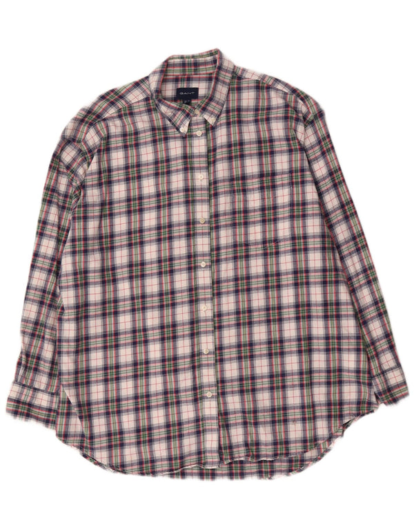 Gant Camicia da donna oversize in flanella UK 16 Grande cotone a quadri multicolore