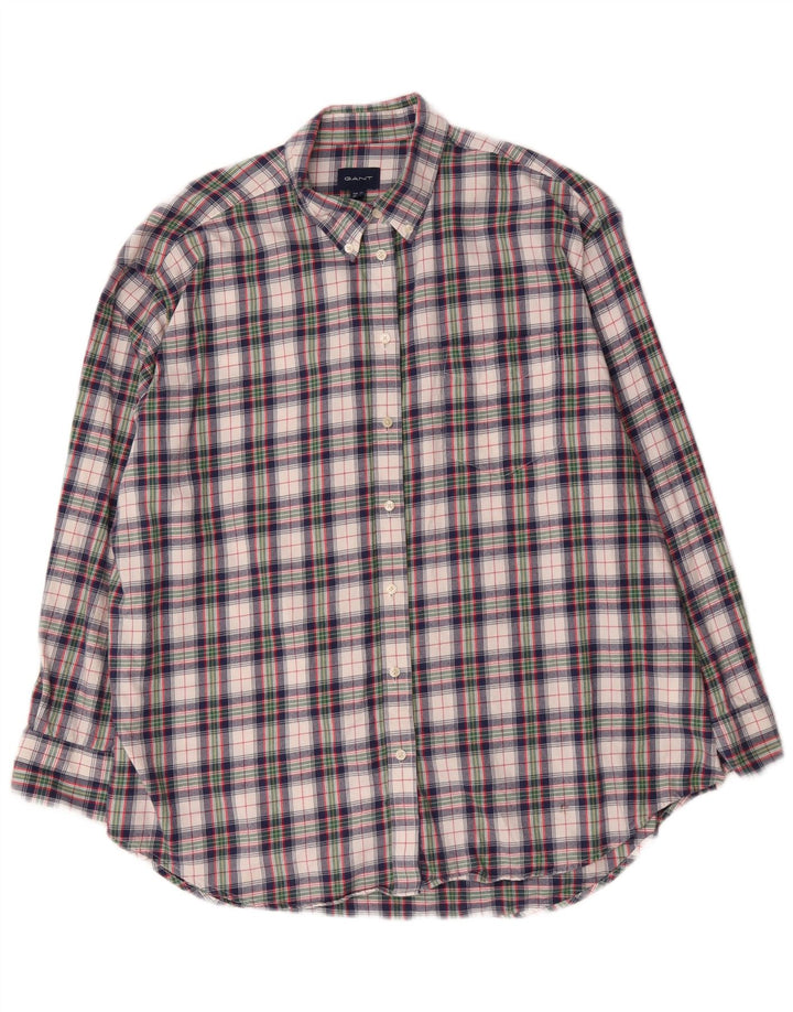 Gant Camicia da donna oversize in flanella UK 16 Grande cotone a quadri multicolore