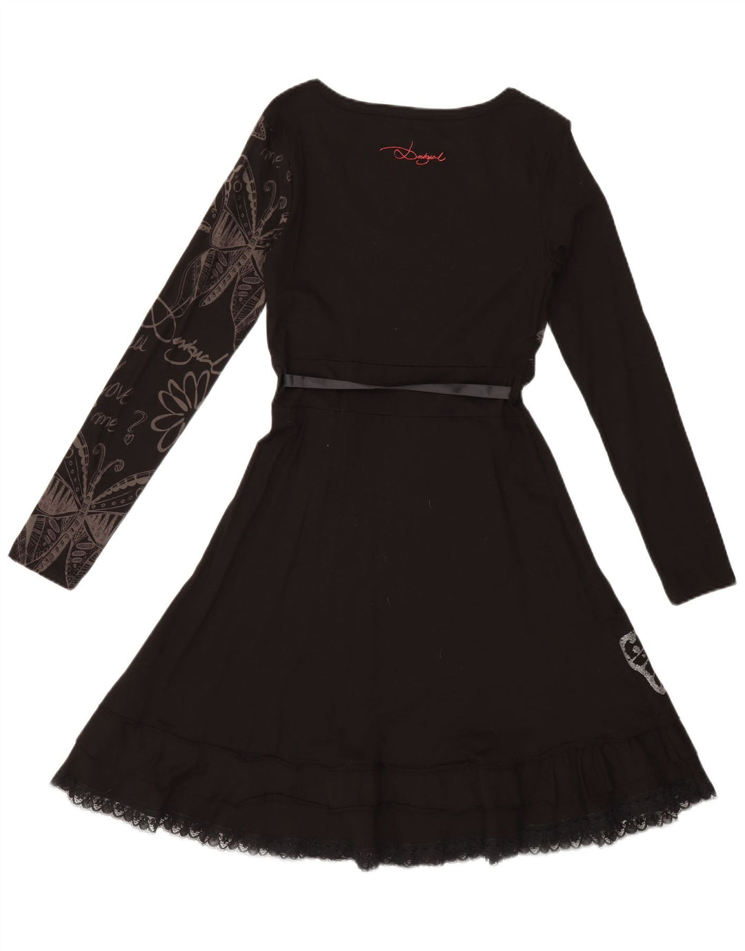 Abito Desigual da donna a linea A UK 12 medio nero floreale colorato