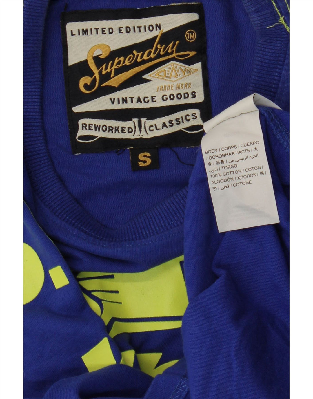 T-shirt grafica da uomo Superdry Top Small in cotone blu