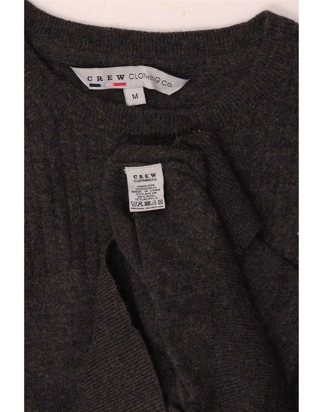 Crew Clothing Maglione da uomo con scollo a barca in nylon grigio medio