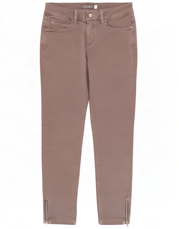 MENTA VELVET Pantaloni casual slim da donna UK 10 Small W28 L26 Grigio Cotone