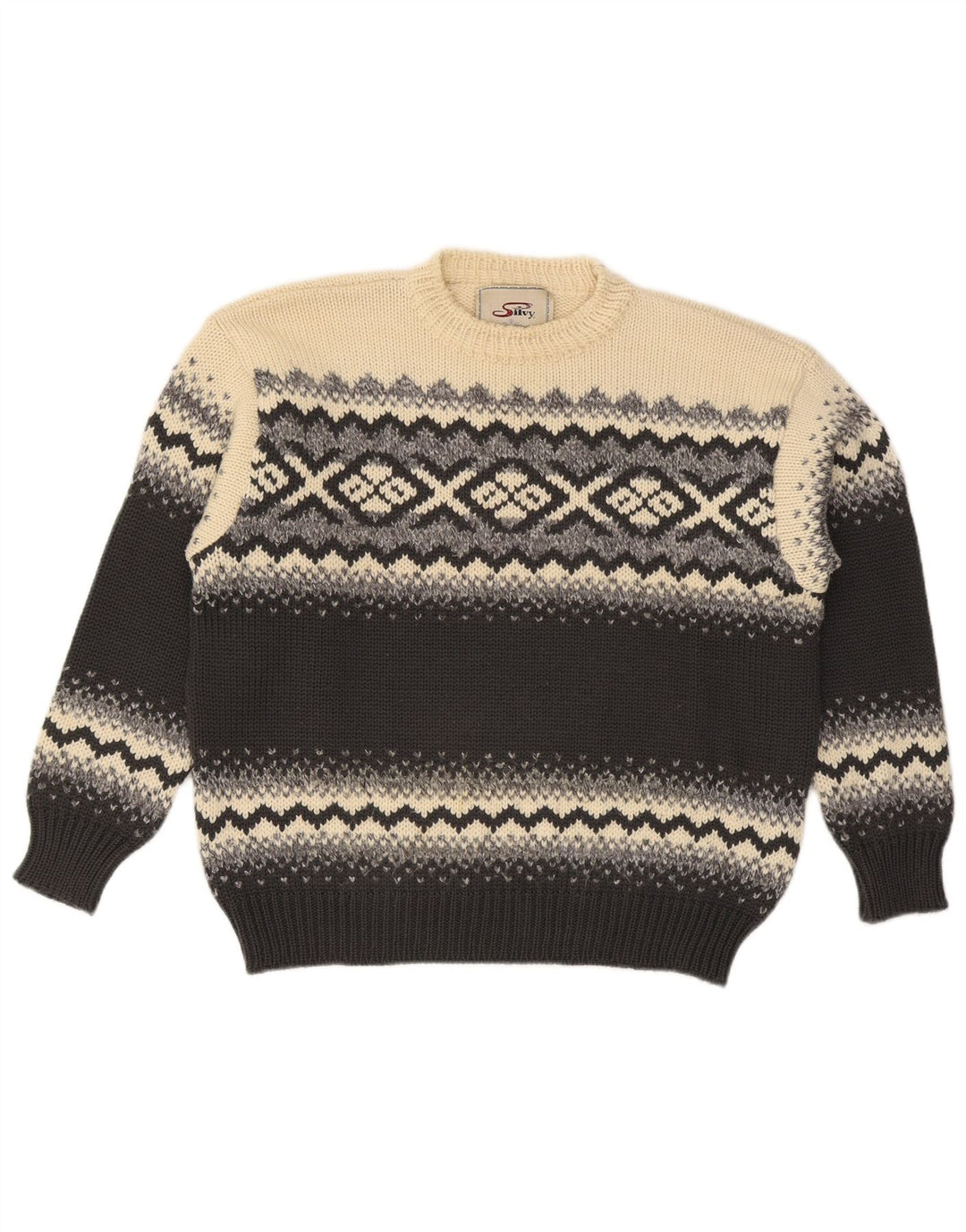 Maglione maglione girocollo da uomo Silvy IT 48 Fair Isle medio multicolore