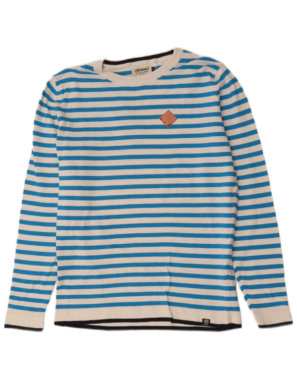 Jack & Jones Maglione girocollo da uomo in cotone a righe grandi blu