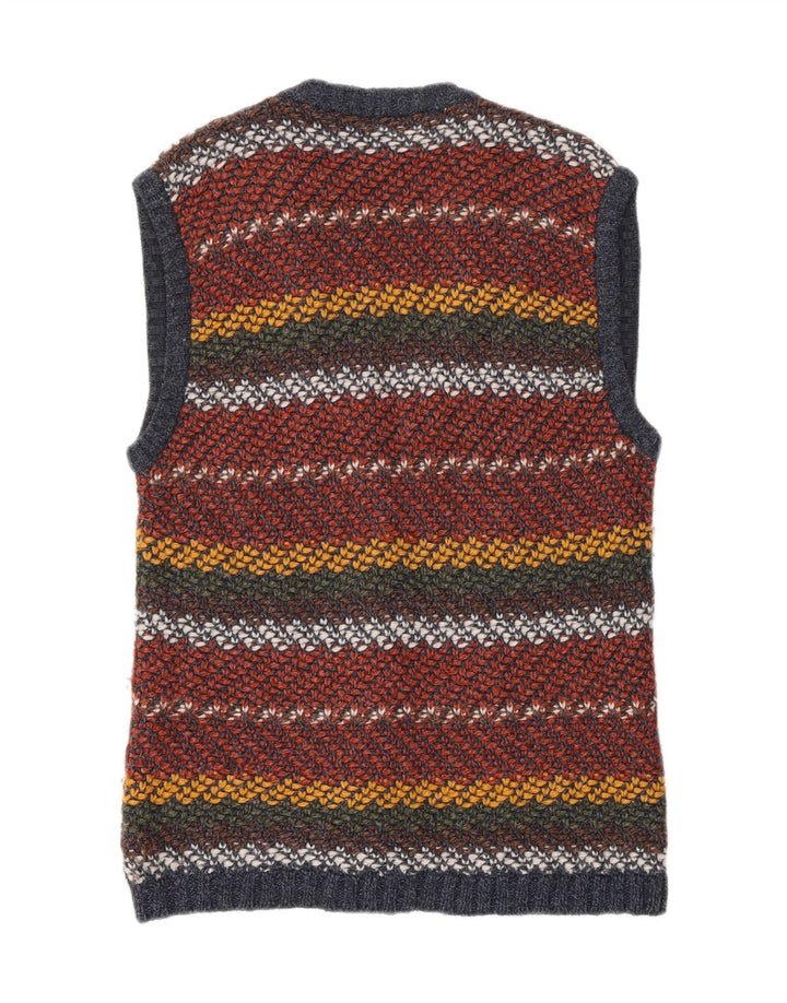 Maglione cardigan da donna vintage UK 14 a righe multicolori medie