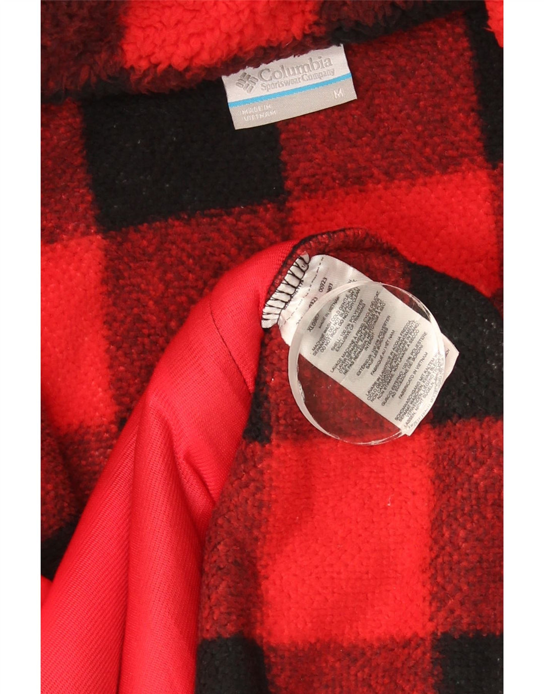 Giacca in pile da donna Columbia UK 14 poliestere a quadretti rosso medio