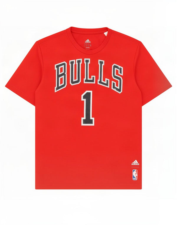 Adidas Uomo Chicago Bulls T-shirt grafica Top Small Rosso Poliestere