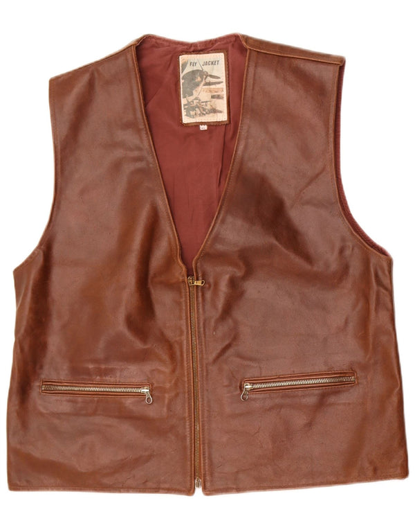 Gilet in pelle da donna Fly UK 18 XL in pelle marrone