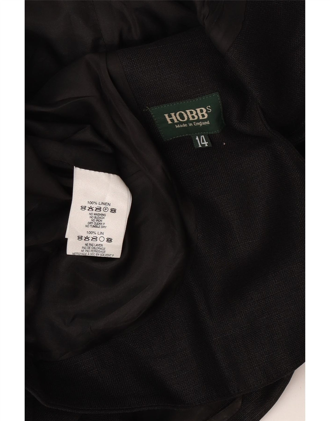 Giacca blazer a 3 bottoni corta da donna Hobbs UK 14 lino medio nero