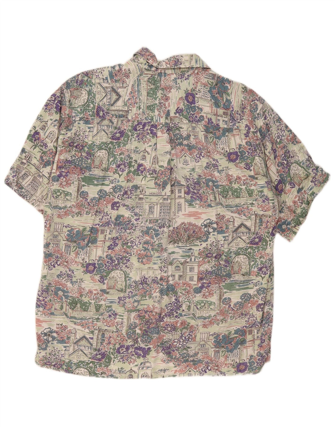 ELEGANCE Camicia a maniche corte da uomo taglia 41/42 Grande floreale multicolore