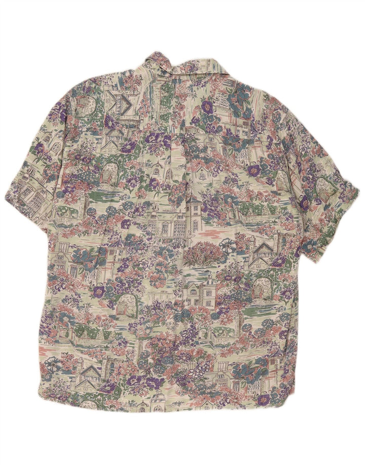 ELEGANCE Camicia a maniche corte da uomo taglia 41/42 Grande floreale multicolore