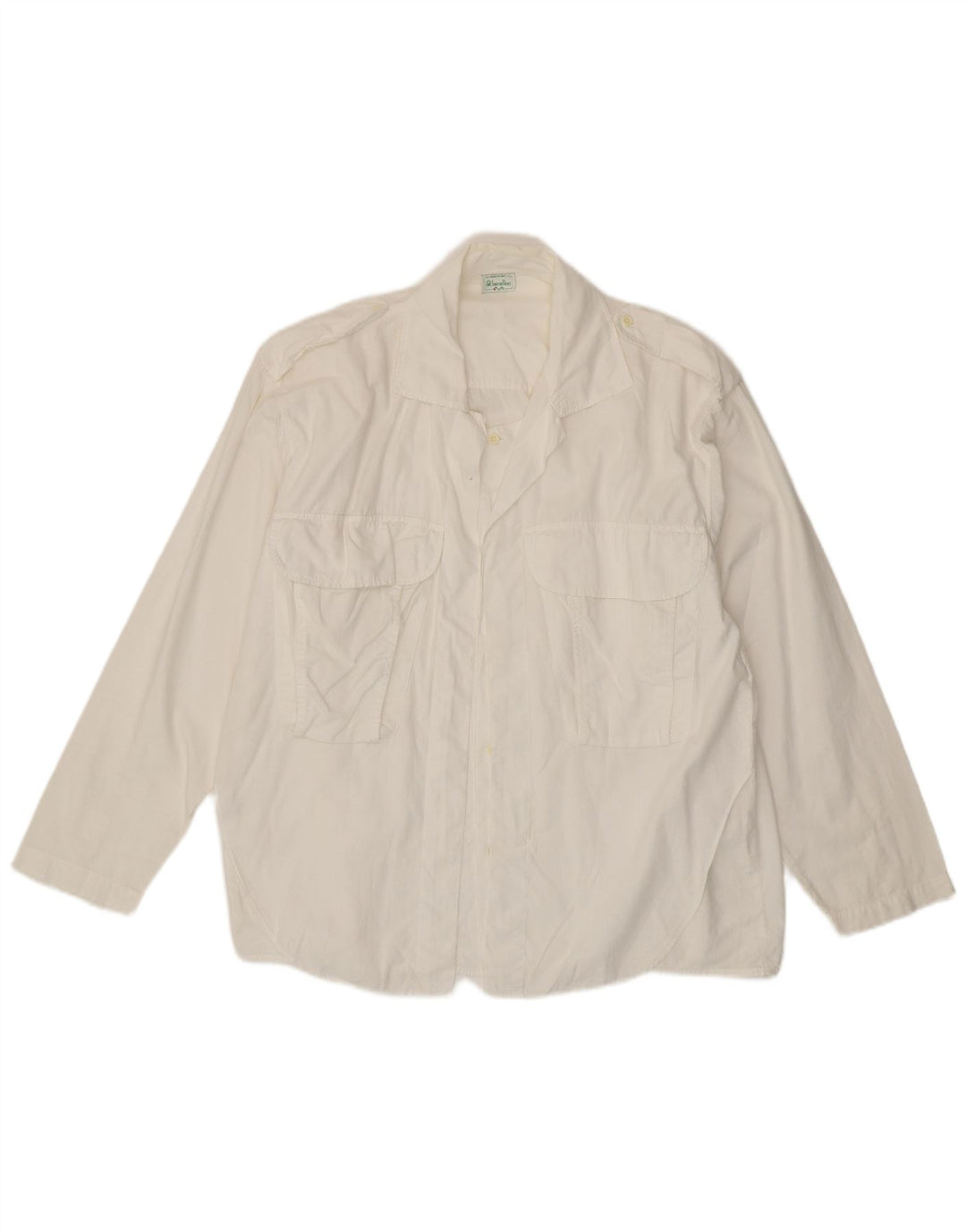 Camicia Militare Uomo Benetton Cotone Bianco Medio