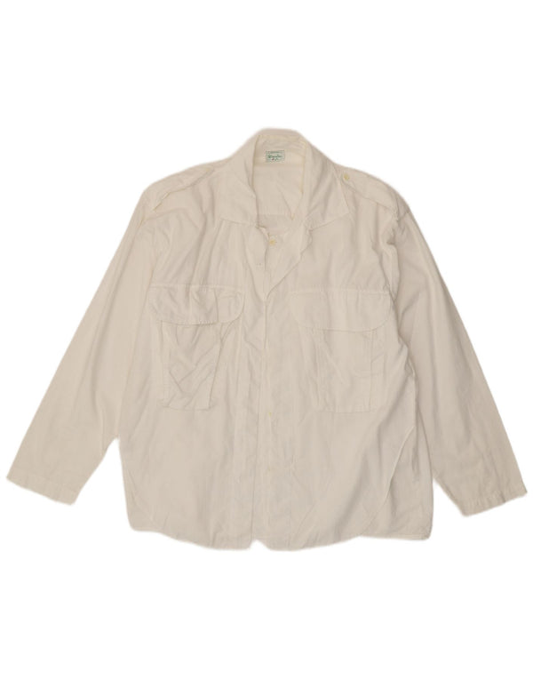 Camicia Militare Uomo Benetton Cotone Bianco Medio