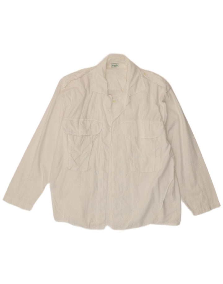 Camicia Militare Uomo Benetton Cotone Bianco Medio