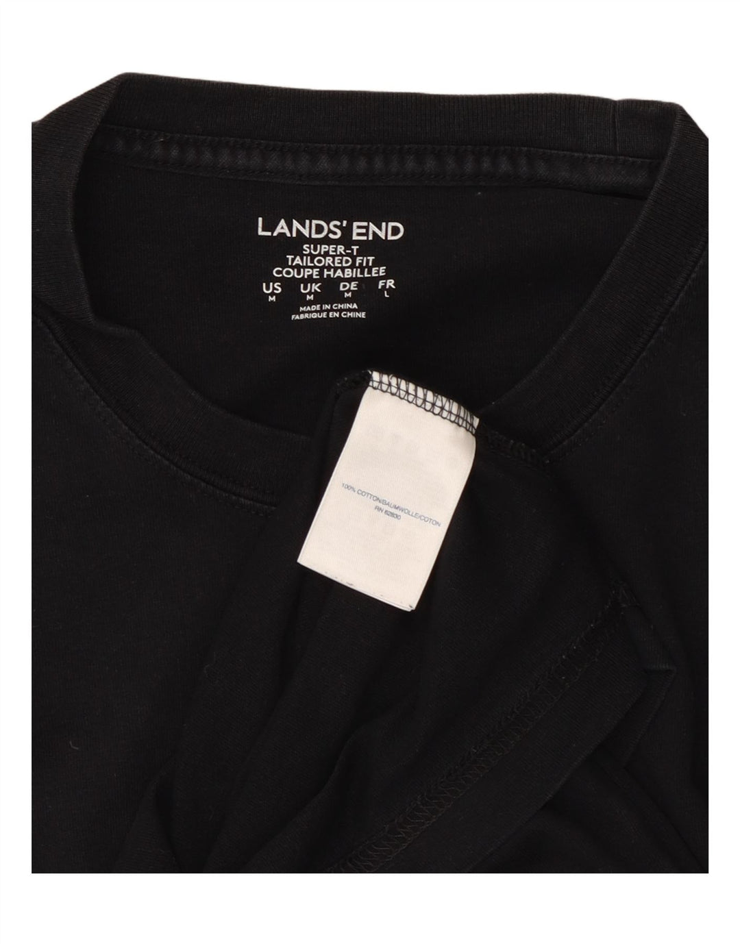 T-shirt da uomo su misura LANDS END Top in cotone nero medio