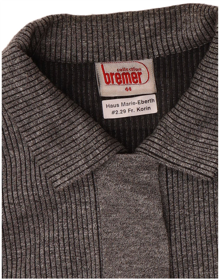 Maglione maglione vintage da donna con collo alto EU 44 XL a righe grigie