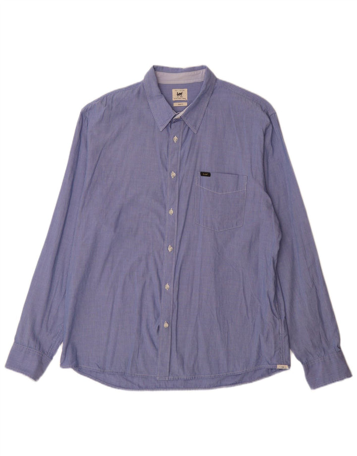 Camicia LEE da uomo slim fit 2XL cotone gessato blu