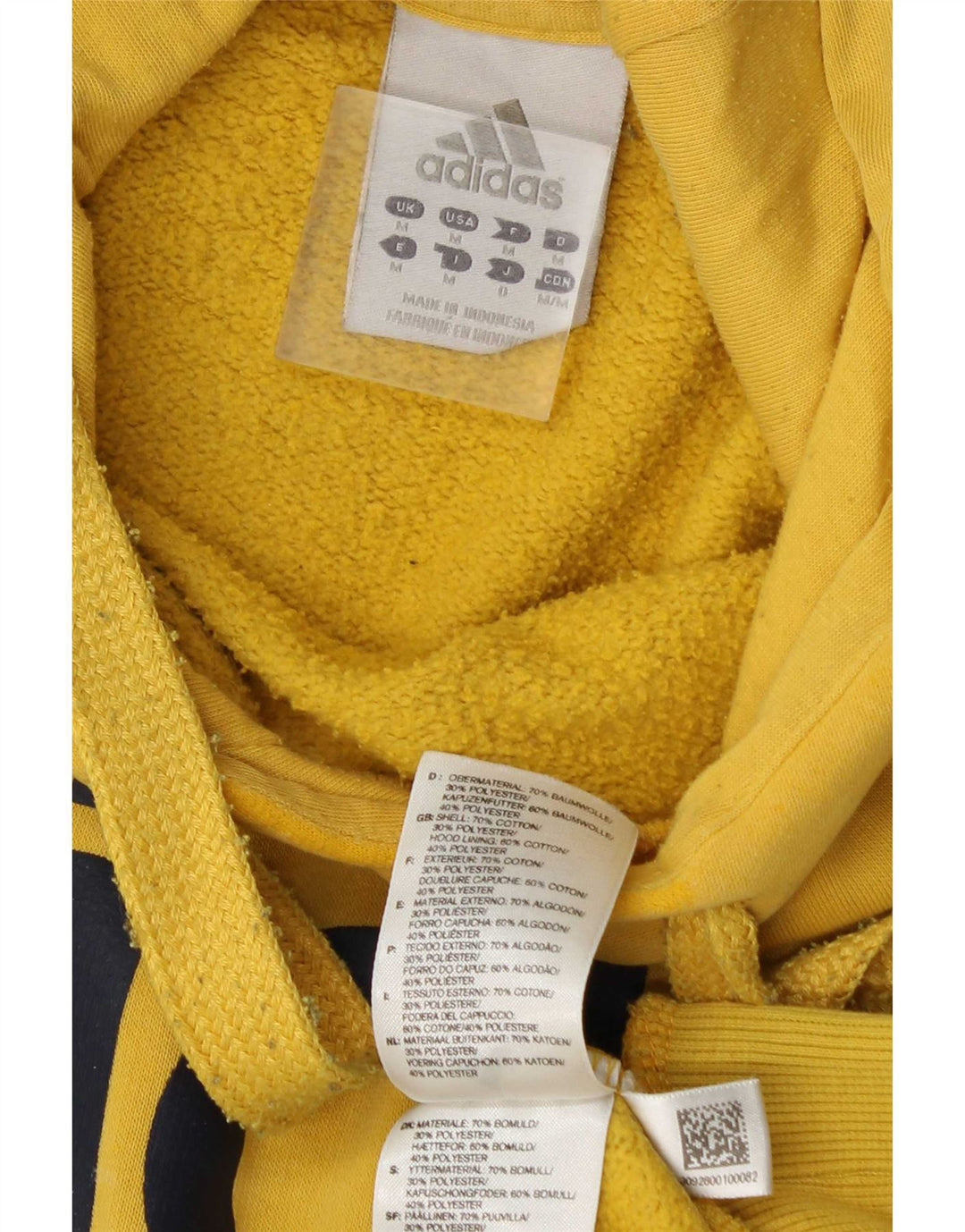 Maglione con cappuccio grafico da uomo Adidas in cotone giallo medio