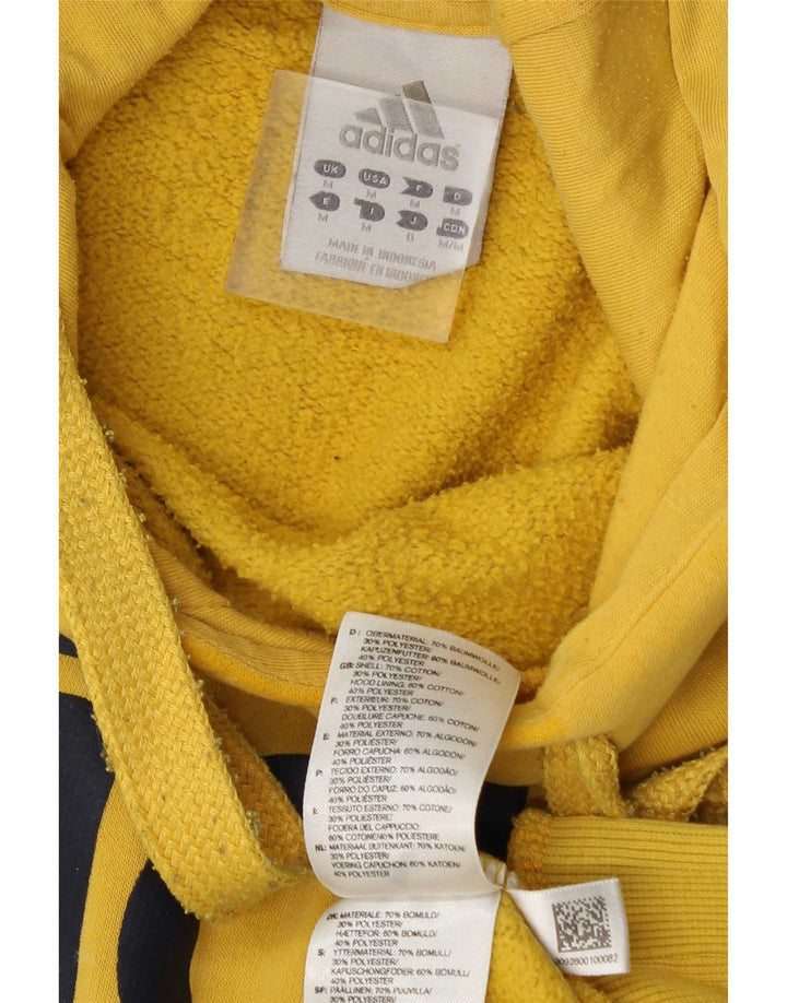 Maglione con cappuccio grafico da uomo Adidas in cotone giallo medio