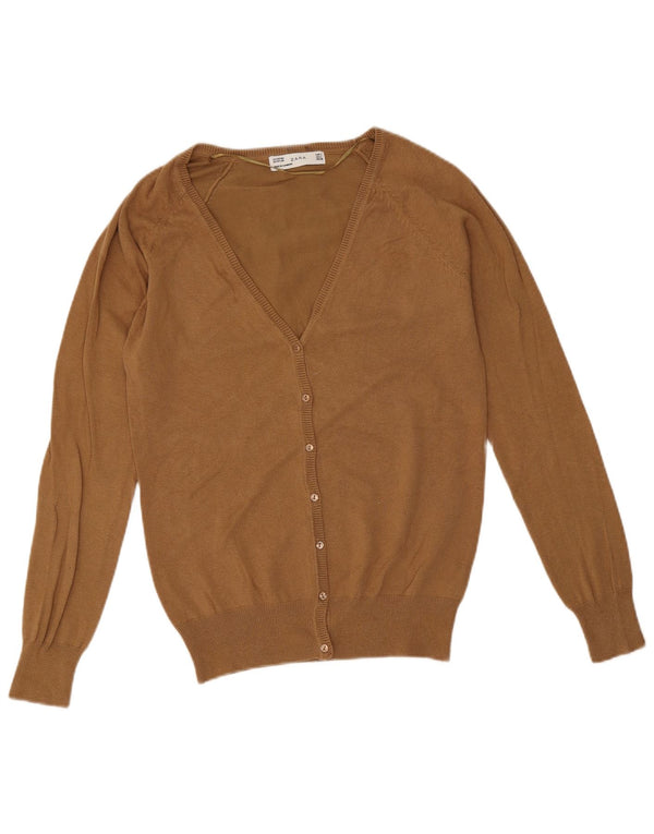 Maglione cardigan da donna Zara UK 14 grande cotone beige