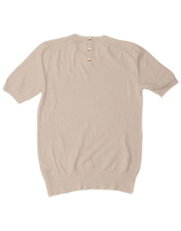 Top Blusa Donna Zara UK 14 Large Viscosa Bianca