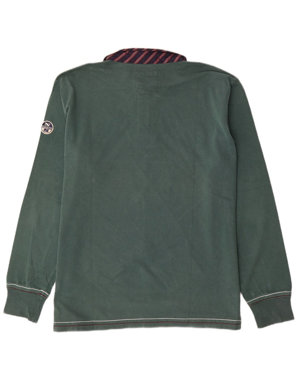 Polo da rugby grafica a maniche lunghe da uomo North Sails 2XL verde a blocchi di colore
