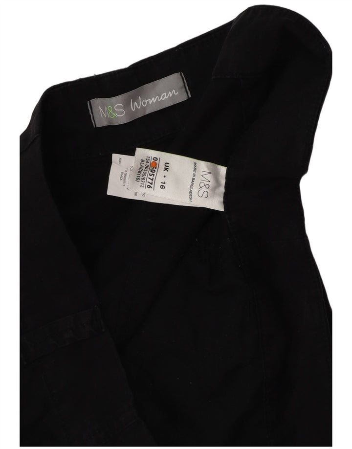 MARKS & SPENCER Pantaloni chino slim da donna UK 16 Large W38 L29 Nero