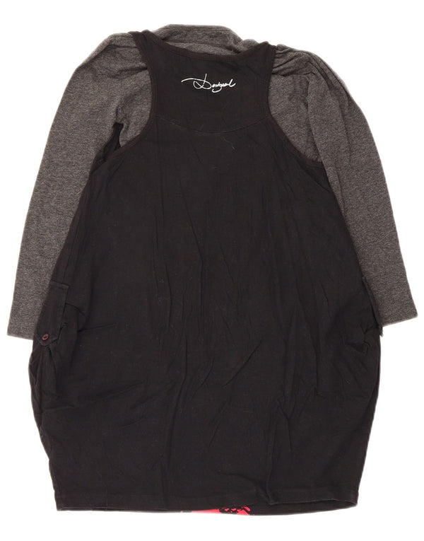 Desigual vestito a palloncino grafico a maniche lunghe per ragazze 7-8 anni cuore nero