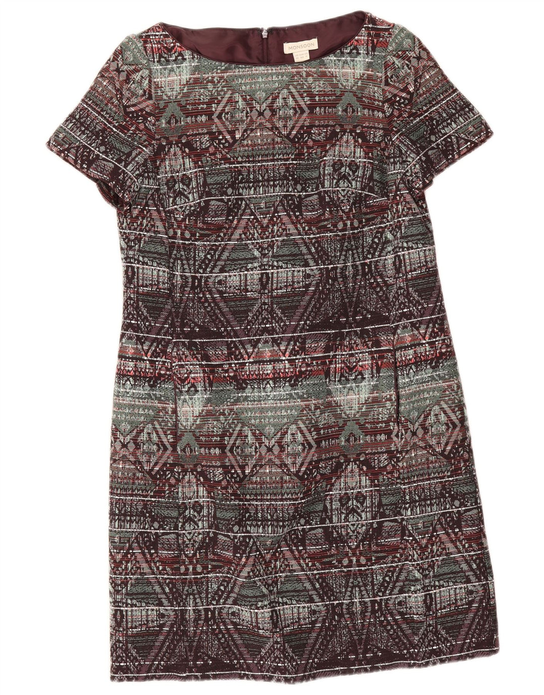 Abito a trapezio da donna Monsoon UK 12 Cotone geometrico multicolore medio