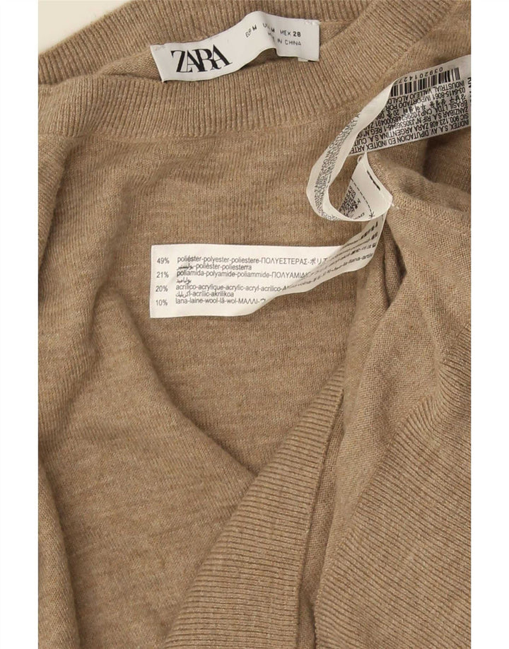 Maglione maglione girocollo da donna Zara UK 14 Poliestere beige medio