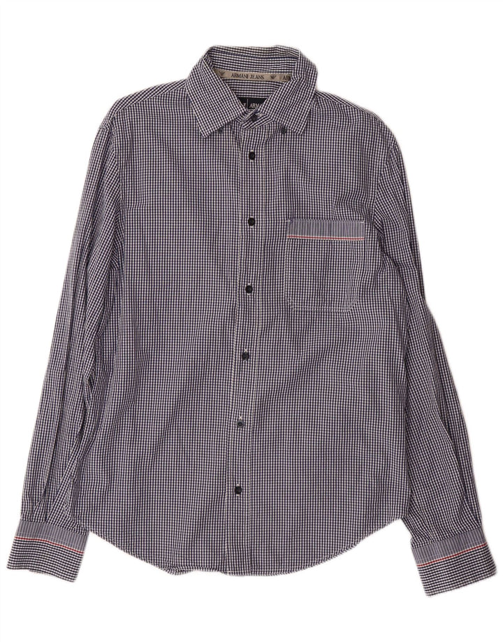 ARMANI JEANS Mens Shirt Medium Navy Blue Gingham