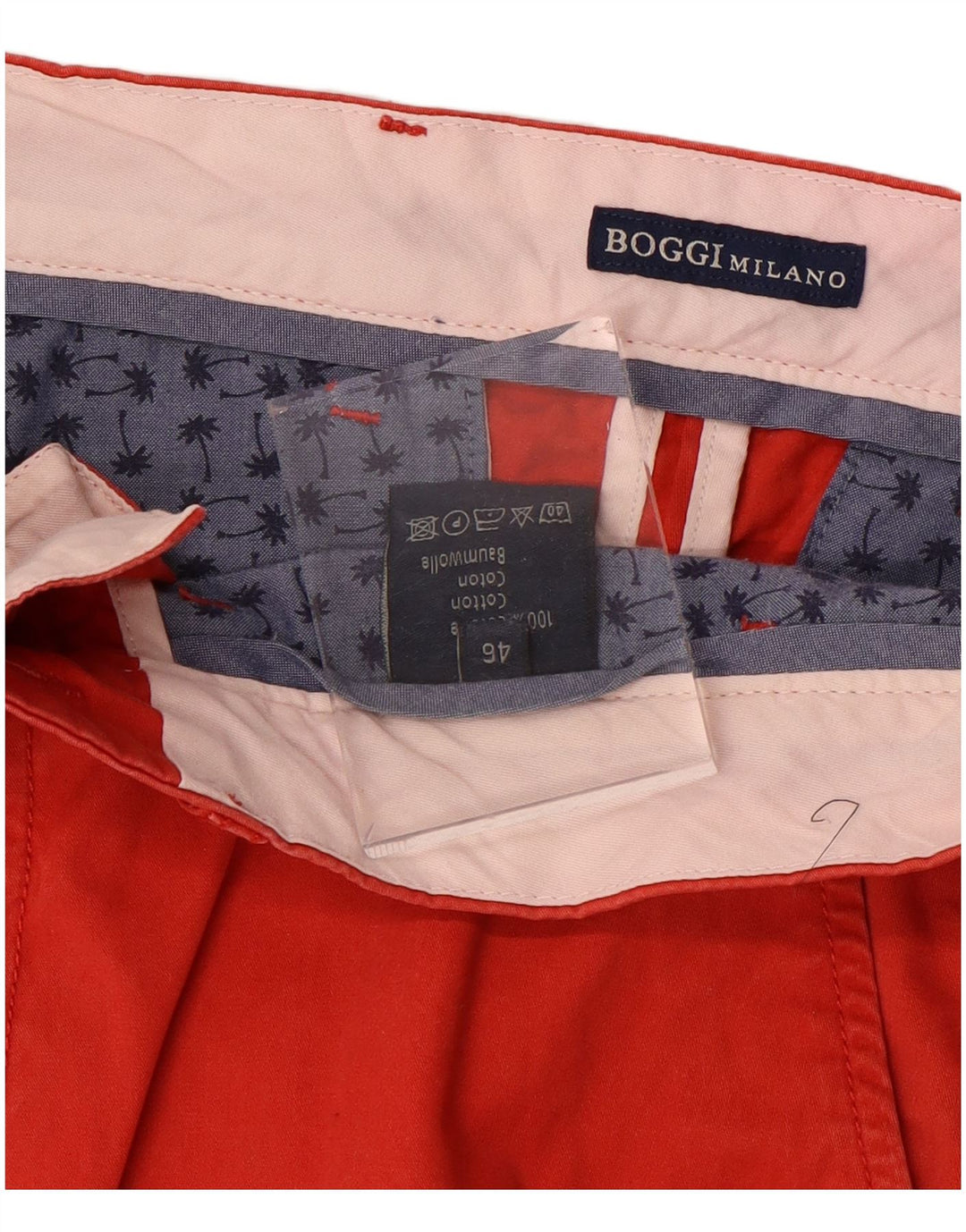Pantaloncini chino da uomo Milano BOGGI IT 46 piccoli W34 cotone rosso
